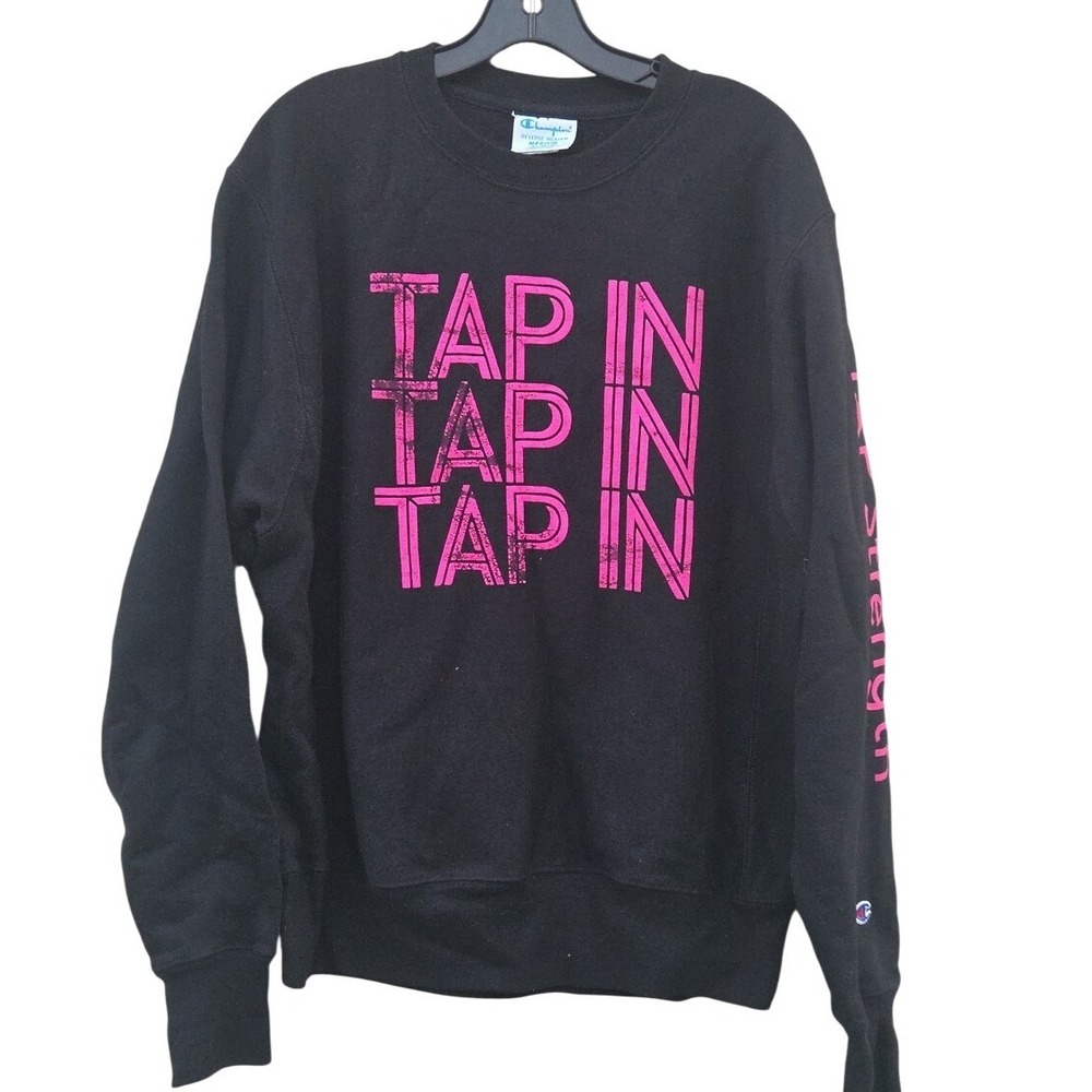 Champion Reverse Weave Tap In Dance Sporty Athletic Pullover Neon Retro Black M